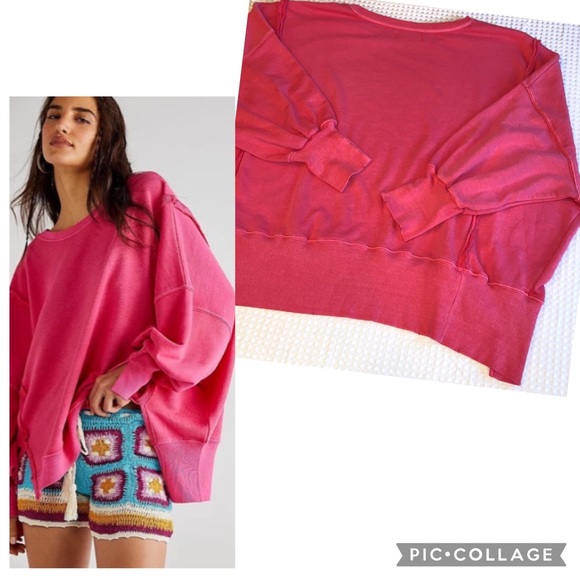 NWT FREE PEOPLE Camden Phenom Pink Sweatshirt We The Free  www.osp.byczyna.info